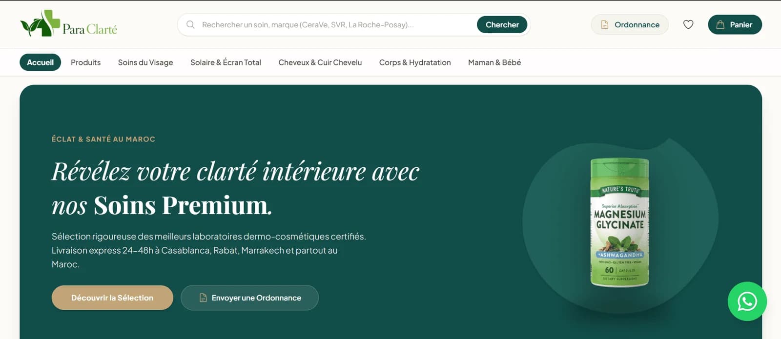 Projet E-commerce Para Clarté réalisé par WebHive - Aperçu 1
